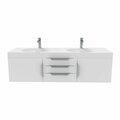 Castello Usa Thames 60-inch White Vanity Set with White Top and Chrome Handles CB-MC-60W-CHR-20146-WH